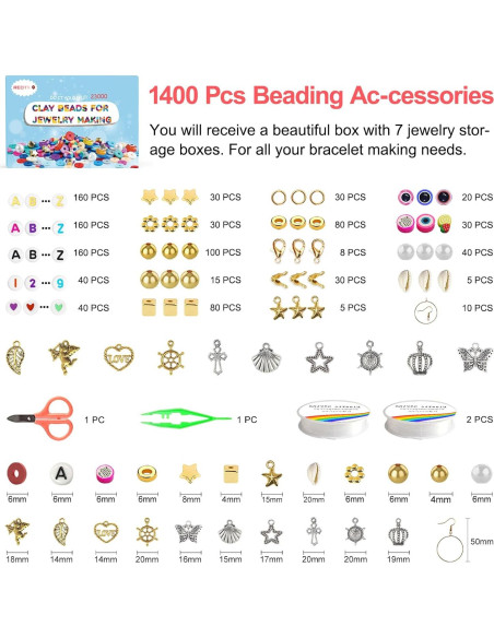 Kit de Fabricación de Pulseras Redtwo 23000 Piezas 144 Colores Kit de Fabricación de Pulseras Redtwo 23000 Piezas 144 Colores