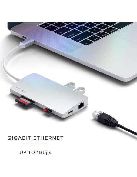 Adaptador Multiport USB-C 8 en 1 Satechi V2 4K HDMI Plata Adaptador Multiport USB-C 8 en 1 Satechi V2 4K HDMI Plata
