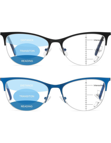 Gafas de lectura multifocales LKEYE con protección UV y luz azul