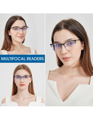 Gafas de lectura multifocales LKEYE con protección UV y luz azul
