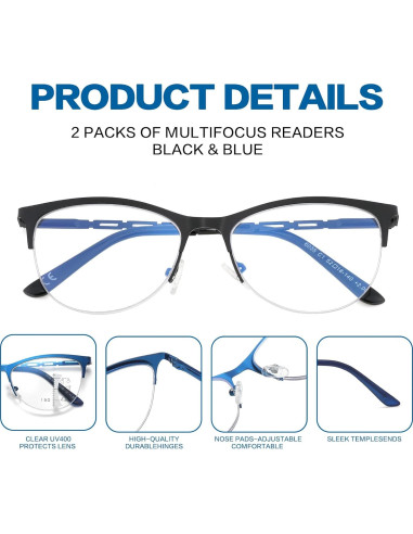 Gafas de lectura multifocales LKEYE con protección UV y luz azul