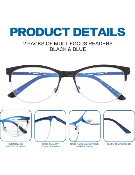 Gafas de lectura multifocales LKEYE con protección UV y luz azul Gafas de lectura multifocales LKEYE con protección UV y luz azul