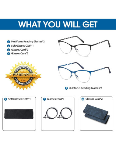 Gafas de lectura multifocales LKEYE con protección UV y luz azul