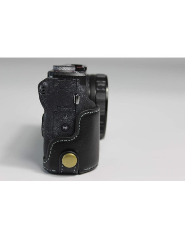Funda de Cuero Real BolinUS para Canon G5 X Mark II - Negro