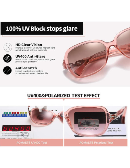Gafas de Sol Polarizadas AOMASTE UV400 Retro Cuadradas Rosa Gafas de Sol Polarizadas AOMASTE UV400 Retro Cuadradas Rosa