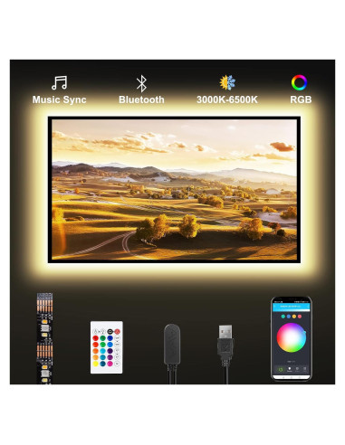 Luces LED RGBWW Tatazone para TV 32" Bluetooth Control App