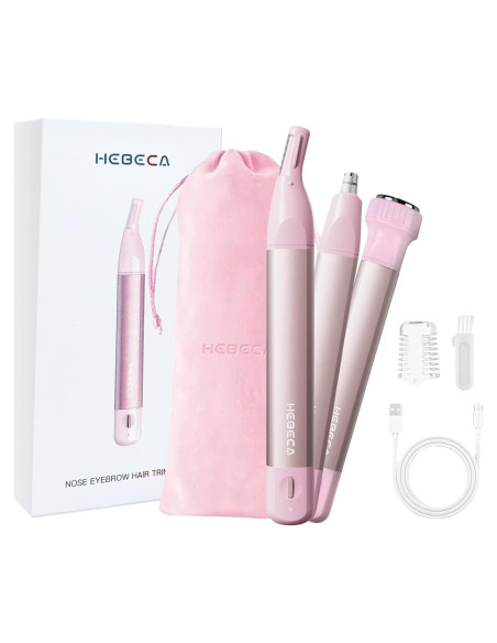 Recortador de Vello Facial HEBECA 3 en 1 Rosa Recargable Recortador de Vello Facial HEBECA 3 en 1 Rosa Recargable