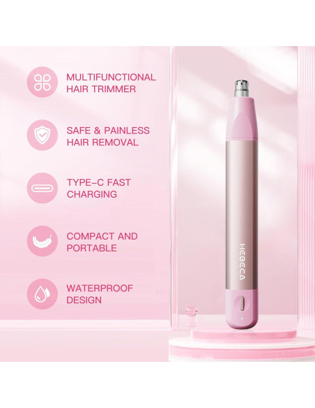 Recortador de Vello Facial HEBECA 3 en 1 Rosa Recargable Recortador de Vello Facial HEBECA 3 en 1 Rosa Recargable