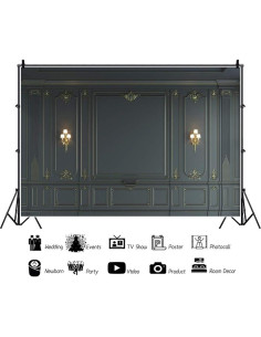 Fondo de Fotografía Vinilo Haoyiyi 250x180cm Barroco Negro 2