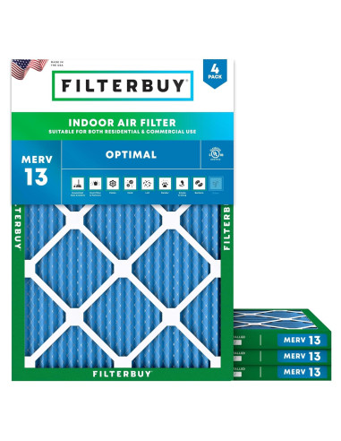 Filtro de aire Filterbuy 8x14x1 MERV 13 - Paquete de 4