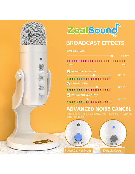 Micrófono de Condensador USB ZealSound A68 Pro 192kHz Micrófono de Condensador USB ZealSound A68 Pro 192kHz