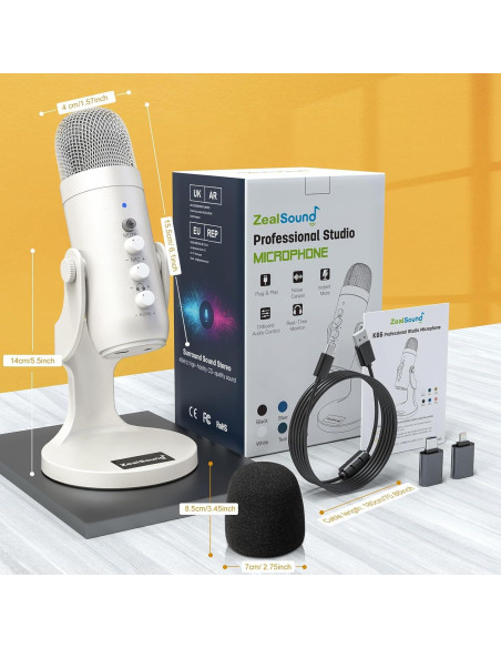 Micrófono de Condensador USB ZealSound A68 Pro 192kHz Micrófono de Condensador USB ZealSound A68 Pro 192kHz