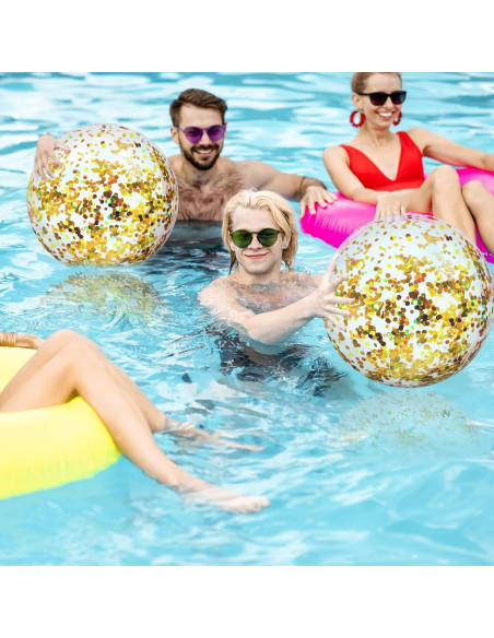 Civaner 10 Pelotas de Playa Inflables Brillantes 40 cm Dorado Civaner 10 Pelotas de Playa Inflables Brillantes 40 cm Dorado