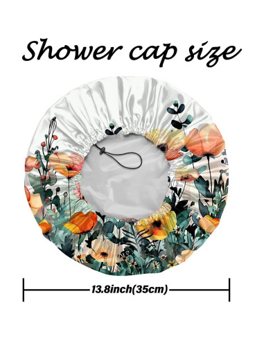 Gorro de Ducha Reutilizable Deokke Doble Capa Ajustable Floral