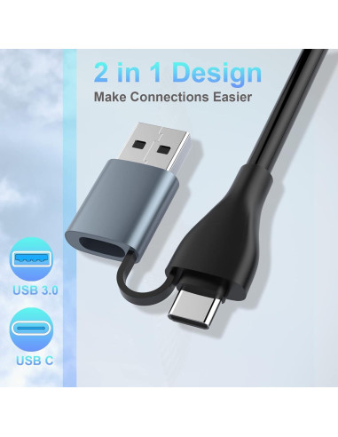 Hub Lector de Tarjetas 8 en 1 Rocketek USB C y USB 3.0
