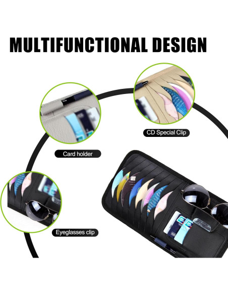 Organizador de Visera para Coche Dawfall - Multi-función Negro Organizador de Visera para Coche Dawfall - Multi-función Negro