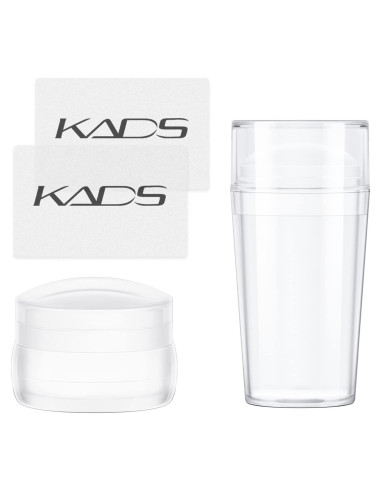 Kit de Sello de Uñas KADS - 4 PZS Silicona Clara y Raspadores