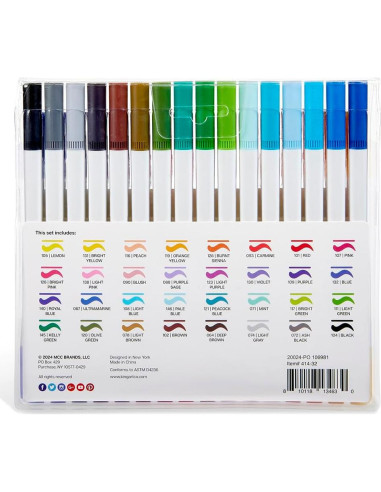 Pinceles de Punta Doble KINGART 32 Colores para Caligrafía