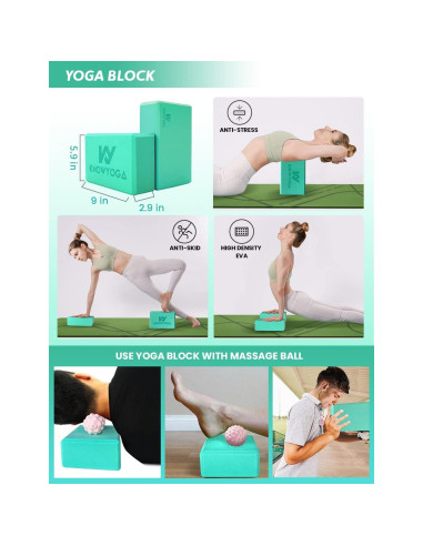 Kit de Yoga 12 en 1 CARZO - Esterilla, Rodillo, Bandas y Bloques