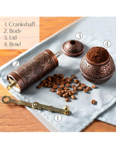 Molino de Café Manual Crystalia Cobre Antiguo Ajustable