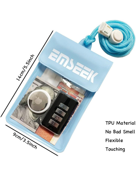 Cartera Impermeable EMSEEK Azul IPX8 para Llaves y Dinero Cartera Impermeable EMSEEK Azul IPX8 para Llaves y Dinero