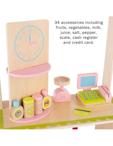 Puesto de Venta Mercado Fresco Hey! Juega! con 31 Accesorios