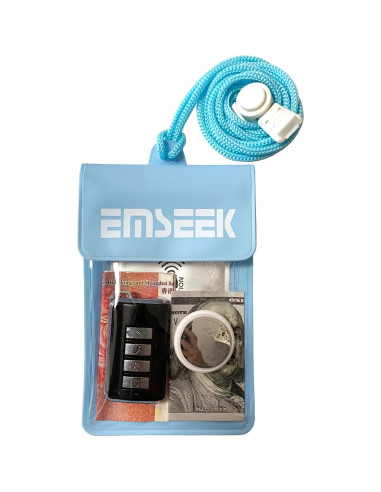 Cartera Impermeable EMSEEK Azul IPX8 para Llaves y Dinero