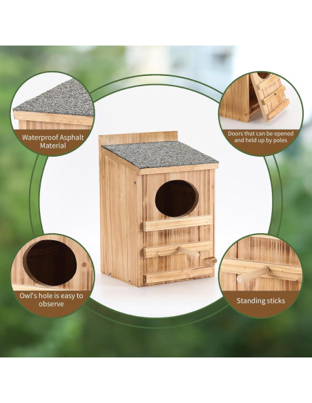 Casa de Búho Gritón HHWODB de Madera Premium 28x13x15 cm Casa de Búho Gritón HHWODB de Madera Premium 28x13x15 cm