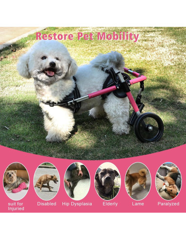 Silla de ruedas para perros Pet Baby ajustable rosa S