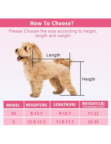 Silla de ruedas para perros Pet Baby ajustable rosa S
