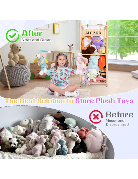 Organizador de Madera para Animales de Peluche GLDZI Pequeño Organizador de Madera para Animales de Peluche GLDZI Pequeño