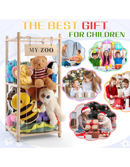 Organizador de Madera para Animales de Peluche GLDZI Pequeño Organizador de Madera para Animales de Peluche GLDZI Pequeño