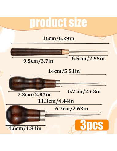 Juego de 3 Piezas de Punzón para Cuero Vin Beauty