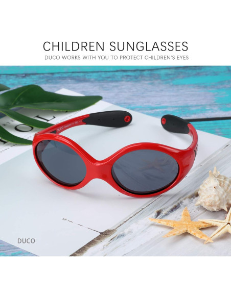 Gafas de sol DUCO K012 para bebés UV400 polarizadas rojas Gafas de sol DUCO K012 para bebés UV400 polarizadas rojas