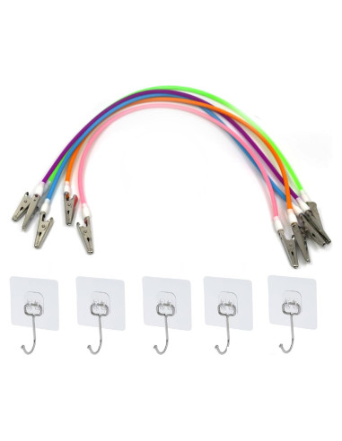 5 Clips de Babero de Silicona TSEWA con Cadenas Coloridas