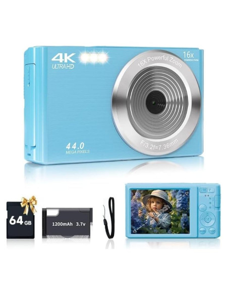 Cámara Digital KLIOMAX KL44MP 44MP FHD 1080P Azul Compacta Cámara Digital KLIOMAX KL44MP 44MP FHD 1080P Azul Compacta