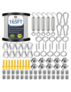 Kit de Colgado de Luces de Cuerda 50M GZFTM Cable Acero Inoxidable
