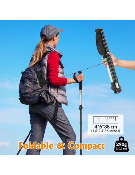Bastón de Senderismo Plegable CLINE 135 cm Aluminio Negro Bastón de Senderismo Plegable CLINE 135 cm Aluminio Negro