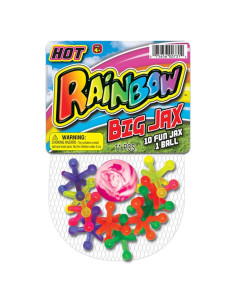 Juego de Jacks Grande Arcoíris JA-RU con Pelota Rebotadora