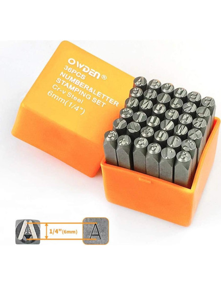 Conjunto de Sellos de Metal OWDEN 36 Piezas 6mm para Estampado Conjunto de Sellos de Metal OWDEN 36 Piezas 6mm para Estampado