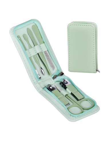 Kit de Manicura 7 Piezas HANTEKAS Acero Inoxidable Verde