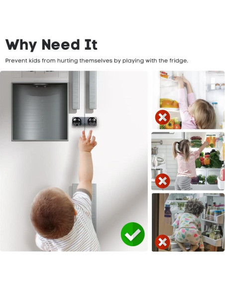Cerradura de Refrigerador a Prueba de Niños EUDEMON 2 Pack Cerradura de Refrigerador a Prueba de Niños EUDEMON 2 Pack