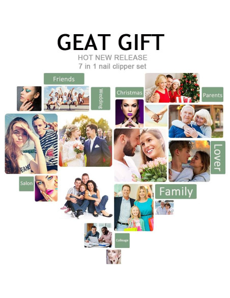 Kit de Manicura 7 Piezas HANTEKAS Acero Inoxidable Verde Kit de Manicura 7 Piezas HANTEKAS Acero Inoxidable Verde