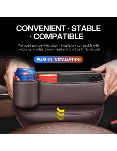 Organizador de Cuero para Portavasos de Automóvil Oddmmo - Par Beige