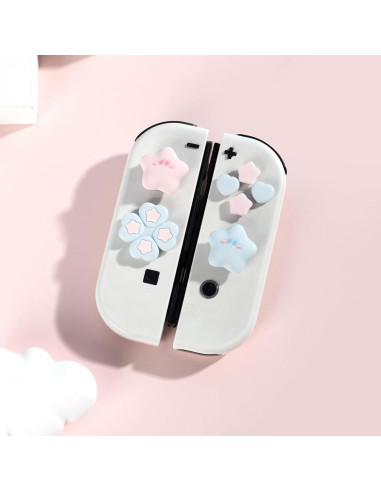 Cubiertas de Joystick ABXY WISHAVEN para Nintendo Switch OLED - Rosa y Azul