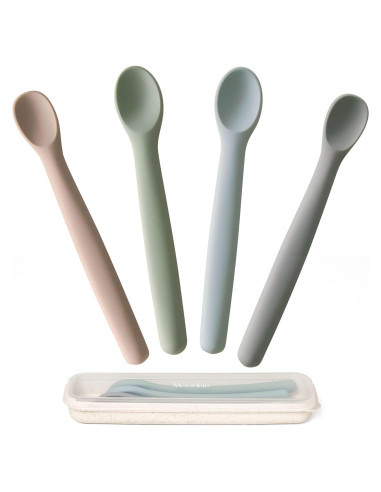 Juego de Cucharas de Silicona Moonkie para Bebés 4 Piezas