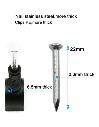 Clips de Cable Ethernet Cat6 HS 7mm Negros - Paquete 200 Unidades