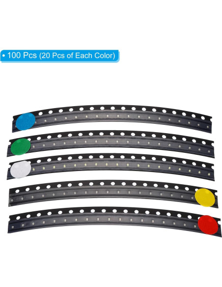 Diodos LED de Montaje Superficial PATIKIL 0402, 100 Pcs, 5 Colores Diodos LED de Montaje Superficial PATIKIL 0402, 100 Pcs, 5 Colores