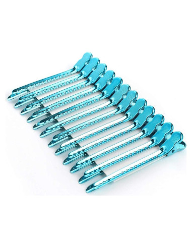 12 Clips de Pelo de Metal Drayas 9.5cm Antideslizantes Azul