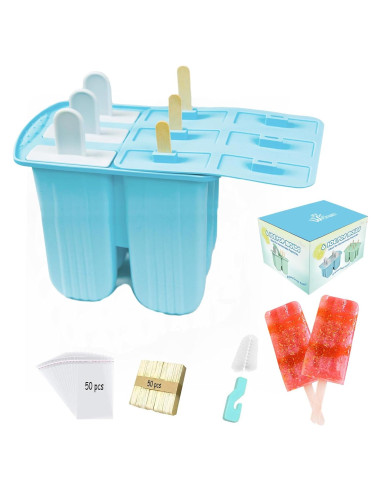 Moldes de Popsicle de Silicona Wpunwen 6 Cavidades Azul